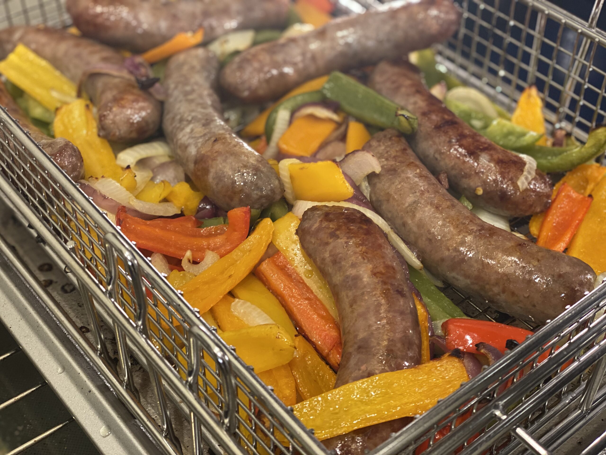 Sausage and veggies in Basquettes